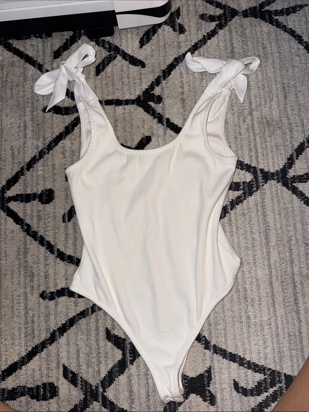 Tie-Shoulder White Bodysuit Tank Top for Women